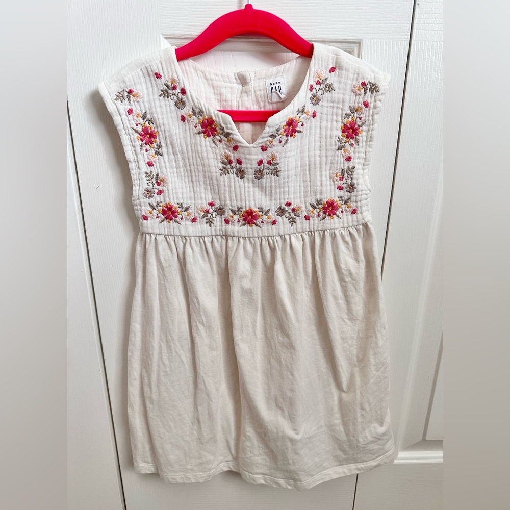 Embroidered Cream Toddler Dress